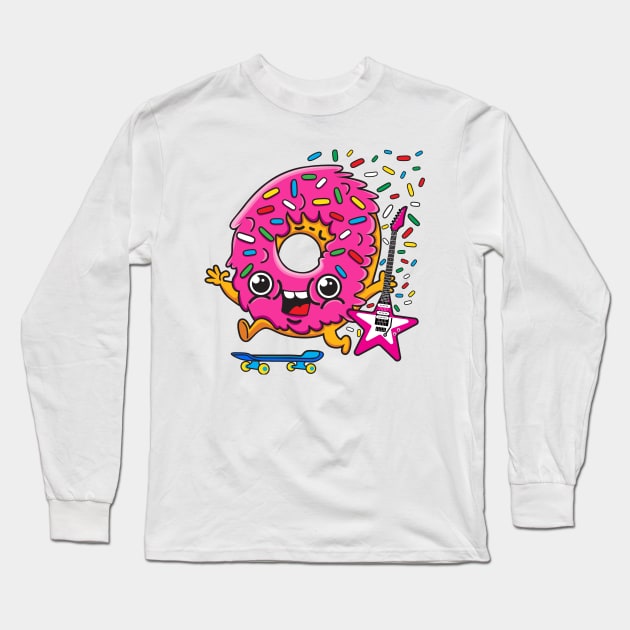 Skater Donut Rocks! Long Sleeve T-Shirt by Plushism